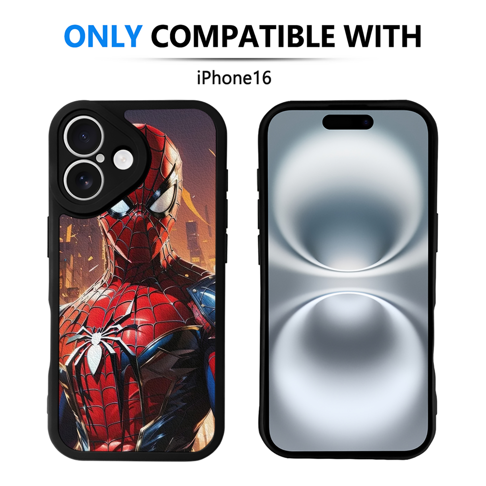 （画像用） Spider Man スパイダーマン 【iPhone 16シリーズ対応】シリコンスマホケース（レザー調） 材質：シリコン